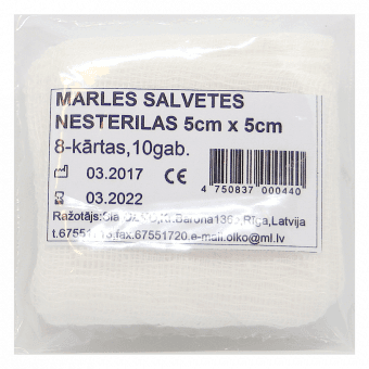 OLKO marles salvetes nesterilas, 5x5cm, 10 gab.