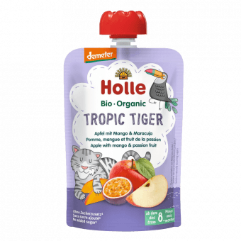 HOLLE bio ābolu un mango smūtijs ar marakuju no 8 mēn. TROPIC TIGER, 100 g