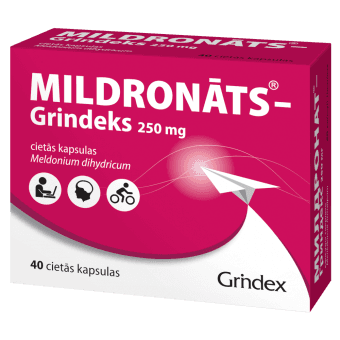 MILDRONĀTS-GRINDEKS 250 mg cietās kapsulas, N40