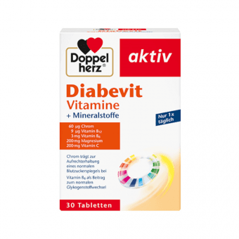 DOPPELHERZ AKTIV Diabevit Vitamīni + Minerālvielas, 30 tabletes