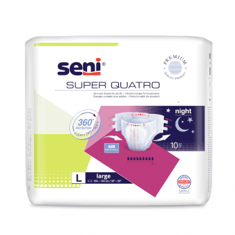 SENI SUPER QUATRO autiņbikses ar klipšiem LARGE, 100-150 cm, 10 gab.