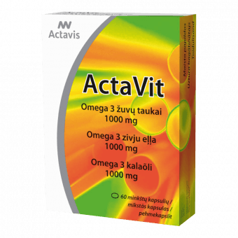 ACTAVIT OMEGA 3 zivju eļļa 1000 mg, kapsulas, 60 gab.