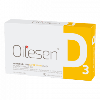 OILESEN VITAMĪNS D3 1000SV, 80 mīkstās kapsulas