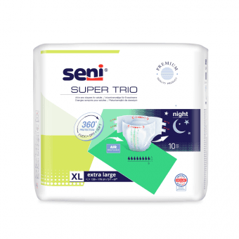SENI SUPER TRIO подгузники с клипсами EXTRA LARGE, 130-170 см, 10 шт.