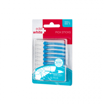 EDELWHITE mazie zobu bakstāmie ceļojumu kastītē, 50 gab.