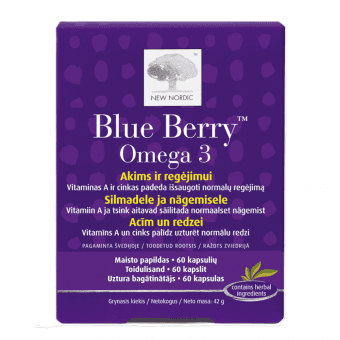 NEW NORDIC kapsulas BLUE BERRY OMEGA 3, 60 gab.