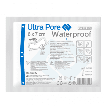 MEDRULL pašlīmējošs absorbējošs brūču pārsējs, ūdensnecaurlaidīgs, sterils ULTRA PORE, 6x7cm, 1 gab.