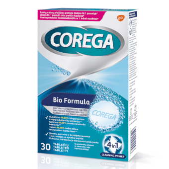 COREGA zobu protēžu tīrīšanas tabletes BIO FORMULA, 30 gab.