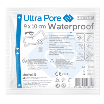 MEDRULL pašlīmējošs absorbējošs brūču pārsējs ūdensnecaurlaidīgs, sterils, ULTRA PORE, 9x10cm, 1 gab.