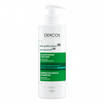 VICHY pretblaugznu šampūns taukainai galvas ādai DERCOS, 390 ml