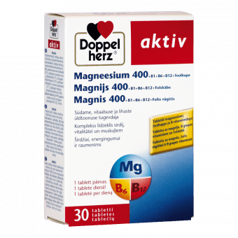 DOPPELHERZ AKTIV Magnijs 400+ B1 + B6 + B12 + Folskābe, tabletes, 30 gab.