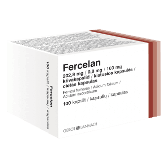 FERCELAN 202,8 mg/0,8 mg/100 mg cietās kapsulas, N100