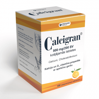 CALCIGRAN 500 mg/200 SV košļājamās tabletes, N100
