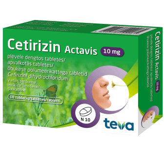 CETIRIZIN ACTAVIS 10 mg apvalkotās tabletes, N10