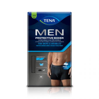 TENA mazgājami bokseršorti vīriešiem MEN PROTECTIVE BOXER, melni, M, 1 gab.