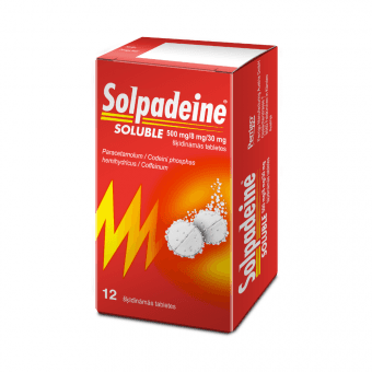 SOLPADEINE SOLUBLE 500 mg/8 mg/30 mg šķīdināmās tabletes, N12