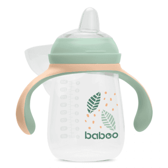 BABOO Ūdens pudele ar silikona snīpi, 6+ mēneši PEACHY KEEN, 260 ml