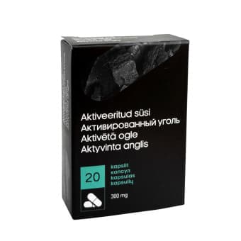 Aktivētā ogle 300mg, 20 kapsulas