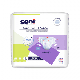 SENI SUPER PLUS подгузники с клипсами LARGE, 100-150 см, 10 шт.