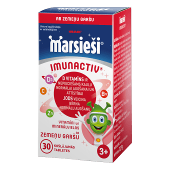 MARSIEŠI IMUNACTIV® ar zemeņu garšu, 30 košļājamās tabletes