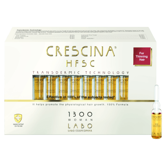 CRESCINA TRANSDERMIC ampulas matu augšanas atjaunošanai 1300, sievietēm, 20 ampulas