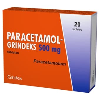 PARACETAMOL GRINDEKS 500 mg tabletes, N20