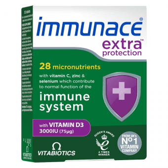 VITABIOTICS IMMUNACE EXTRA PROTECTION tabletes, 30 gab.