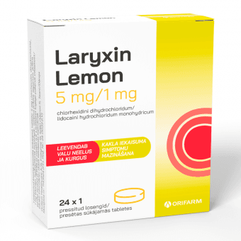 LARYXIN citronu 5mg/1mg sūkājamās tabletes, N24