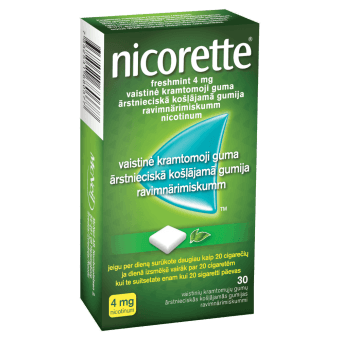 NICORETTE 4 mg ārstnieciskā košļājamā gumija FRESHMINT, N30