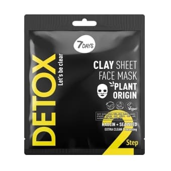 7 DAYS auduma attīrošā sejas maska ar kaolīnu un jūras aļģēm DETOX, 12 g