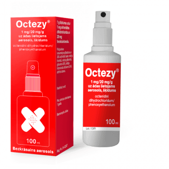 OCTEZY 1 mg/20 mg/g uz ādas lietojams aerosols, 100 ml