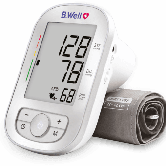 B.WELL TH-75 automātiskais asinsspiediena mērītājs ar priekškambaru fibrilācijas AFIB tehnoloģiju, 1 gab.