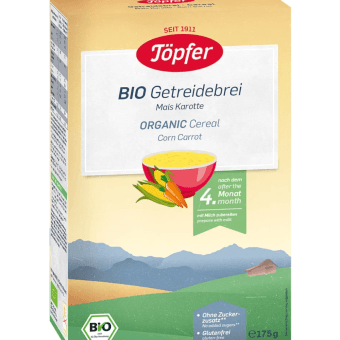 TOPFER kukurūzas biezputra ar burkāniem no 4.mēn.,ekoloģiska, 175 g