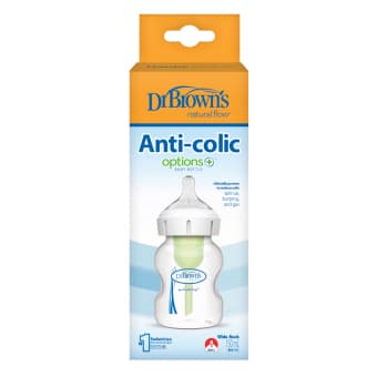 DR.BROWN'S pudelīte ar platu kakliņu OPTIONS+, 150 ml+Maza birstītes tīrīšanai.