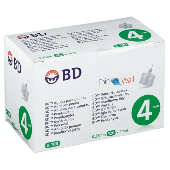 BD PEN insulīna adatas 4mm x 32G, 100 gab.