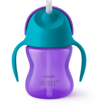 PHILIPS AVENT krūzīte ar elastīgu salmiņu,lillā 9m+,200ml, 1 gab.