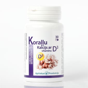 KORAĻĻU KALCIJS ar D3 vitamīnu, kapsulas, 30 gab.
