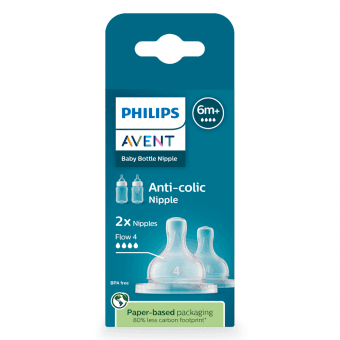 PHILIPS AVENT Pretkoliku barošanas pudeļu silikona knupīši 6M+, ātras plūsmas, 2 gab.