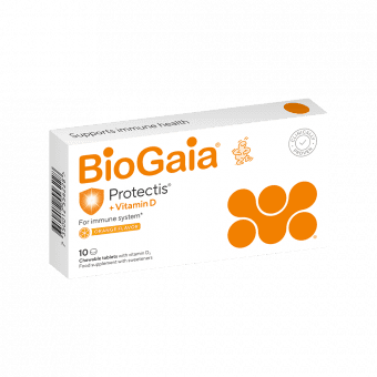 BIOGAIA Protectis košļājamās tabletes ar D vitamīnu, 10 košļājamās tabletes