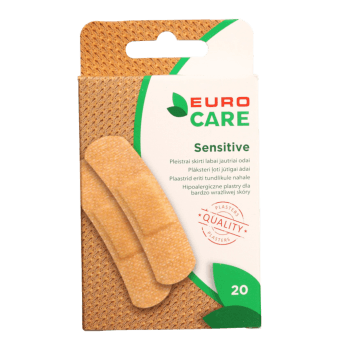 EURO CARE plāksteri SENSITIVE, 19x72 mm, 20 gab.