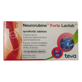 NEURORUBINE FORTE LACTAB apvalkotās tabletes, N20
