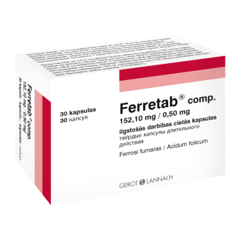 FERRETAB COMP. 152,10 mg/0,50 mg cietās kapsulas, N30