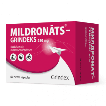 MILDRONĀTS-GRINDEKS 250 mg cietās kapsulas, N60