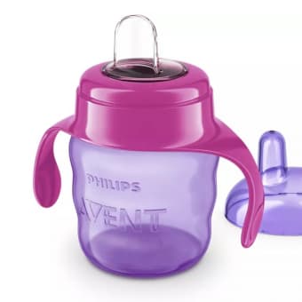 PHILIPS AVENT mācību krūzīte ar rokturiem,rozā EASY SIP 6m+,200ml, 1 gab.