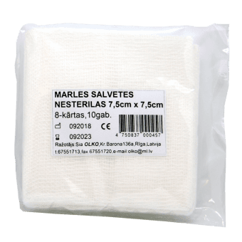 OLKO marles salvetes nesterilas 7.5x7.5cm, 8 kārtas, 10 gab.