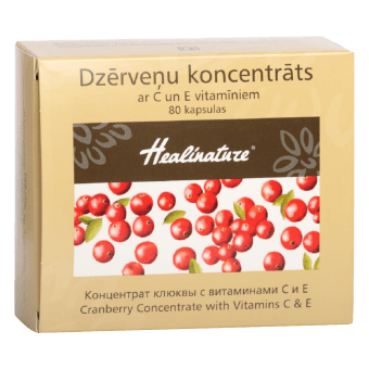HEALINATURE Dzērveņu koncentrāts ar C un E vitamīniem, 80 kapsulas