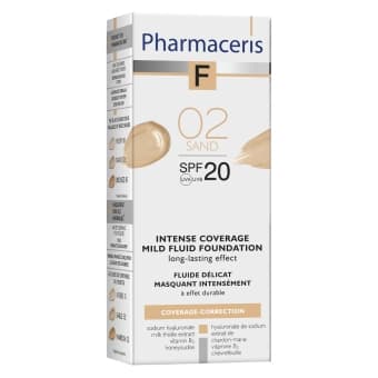 PHARMACERIS F intensīvi pārklājošs tonālais krēms, SPF 20, 02 SAND, 30 ml