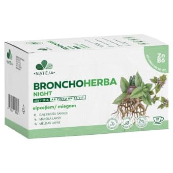 NATĒJA zāļu tēja BRONCHOHERBA NIGHT, 20 paciņas