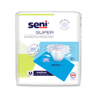 SENI SUPER подгузники с клипсами MEDIUM, 75-110 см, 10 шт.