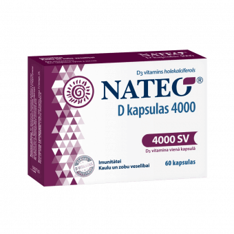 NATEO D3 vitamīns 4000, kapsulas, 60 gab.